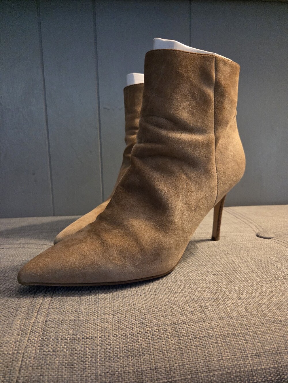 Nine West Tan Suede Pointed-Toe Ankle Boots